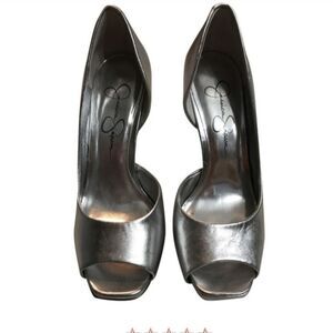 JESSICA SIMPSON SILVER JS JOSETTE PUMPS